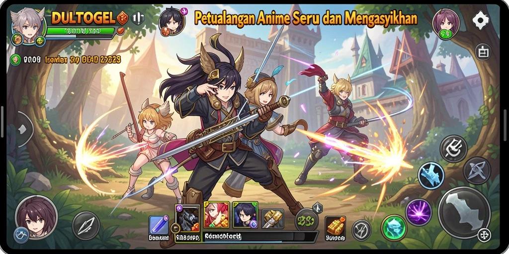 Gameplay seru DULTOGEL dengan karakter anime ikonik.