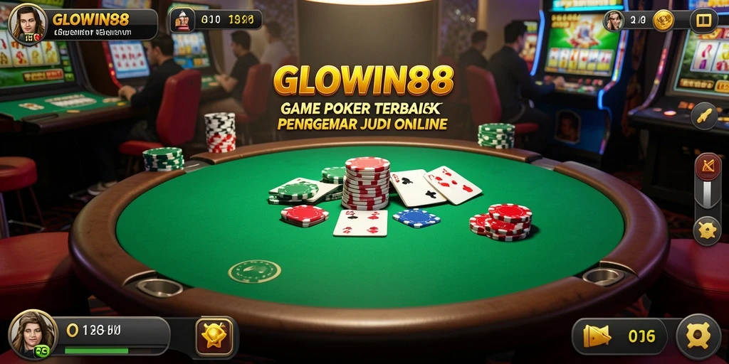 Tampilan menarik dan seru dari gameplay Poker di GLOWIN88.