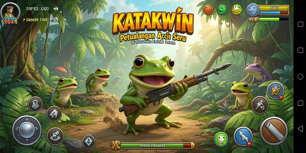 Screenshot menunjukkan aksi seru dalam KATAKWIN saat melawan musuh.