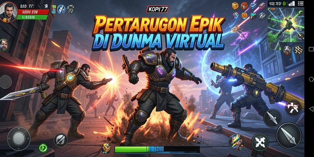 Screenshot gameplay Fighting dalam KOPI77 menampilkan pertarungan intens.