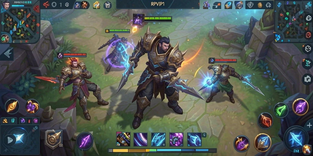 Tangkapan layar gameplay RPVIP1 menampilkan aksi pertarungan seru antar karakter MOBA.