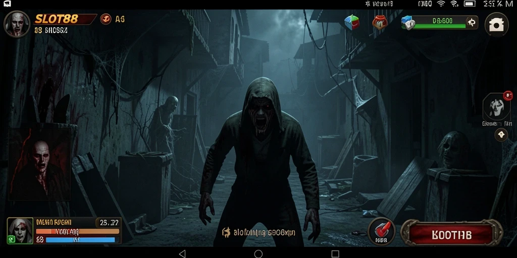 Gameplay SLOT88 dengan suasana horor yang mencekam.