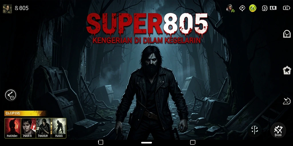 Screenshot menunjukkan gameplay menegangkan dalam atmosfer horror.